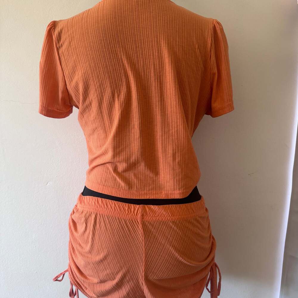 Orange Ruched Cropped Top - Picture 5 of 5